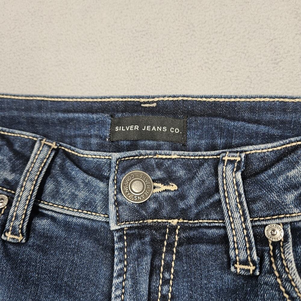 Silver Jeans Womens 31 Blue Stretch Suki Capri Crop Jeans Patriotic Flag USA - Picture 3 of 11